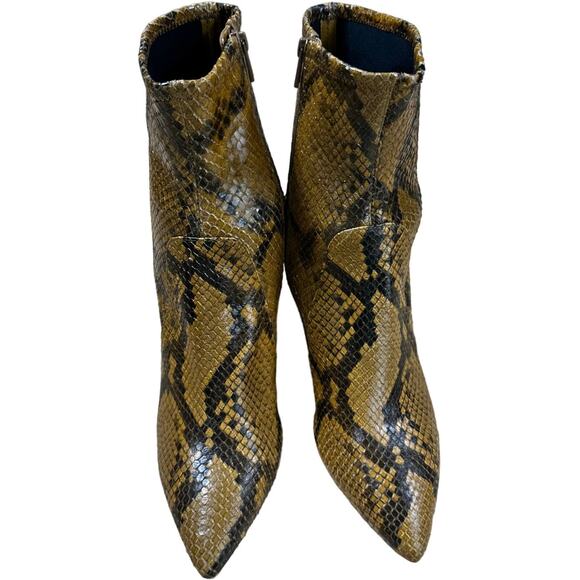 Loeffler Randall NWOB Isla Snakeskin Ankle Block Heel Boots Size 8B Tan Black - Picture 5 of 8